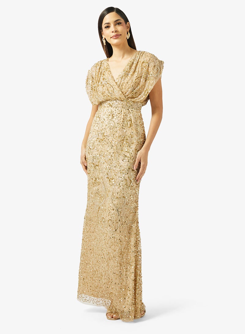 بيوت فستان ماكسي مزين بلفّة - Image 1